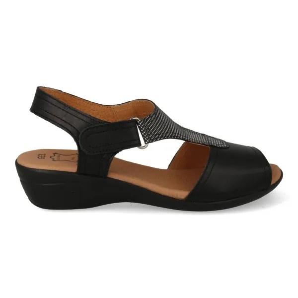 SANDALIAS COMODAS MUJER PIEL MOD. AMADA NEGRO