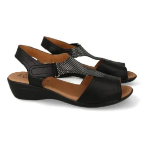 SANDALIAS COMODAS MUJER PIEL MOD. AMADA NEGRO