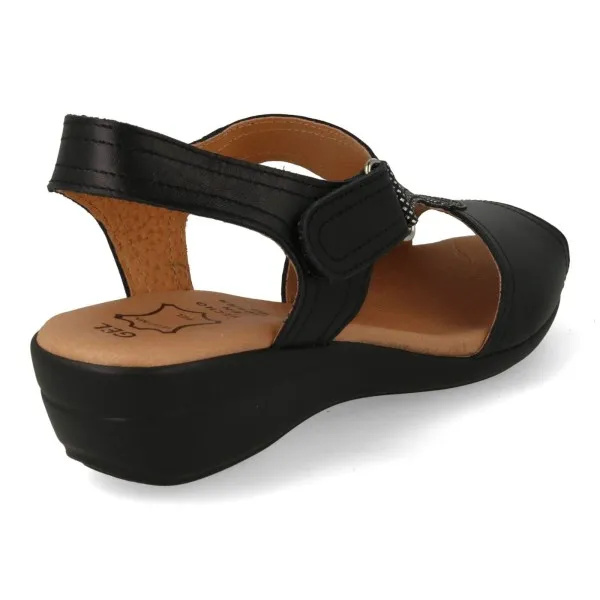 SANDALIAS COMODAS MUJER PIEL MOD. AMADA NEGRO