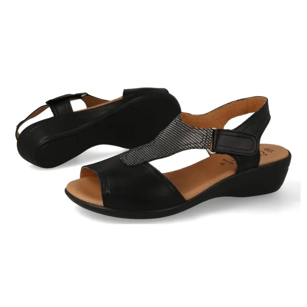 SANDALIAS COMODAS MUJER PIEL MOD. AMADA NEGRO