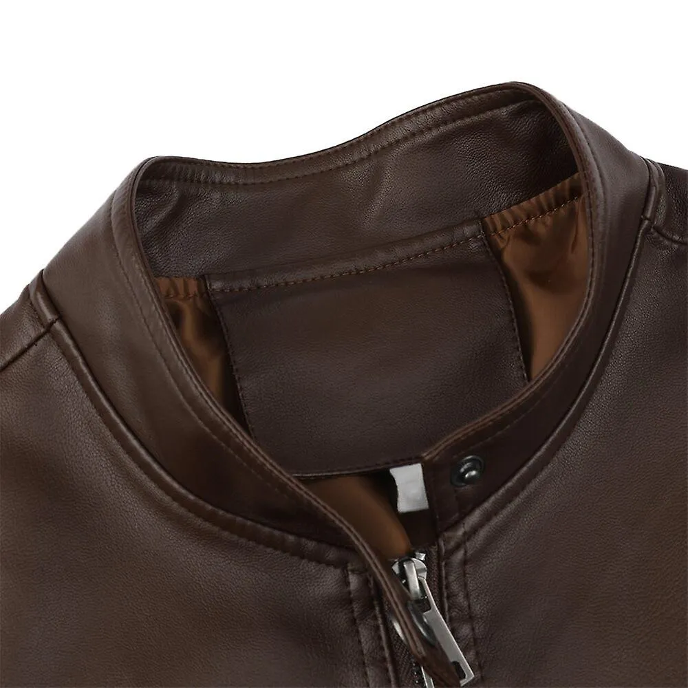 Sliktaa Chaqueta de cuero impermeable brillante slim fit para hombre