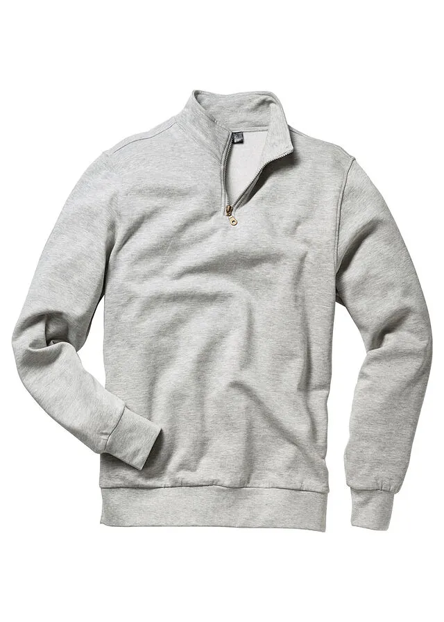 Sudadera con cuello troyer Gris claro jaspeado