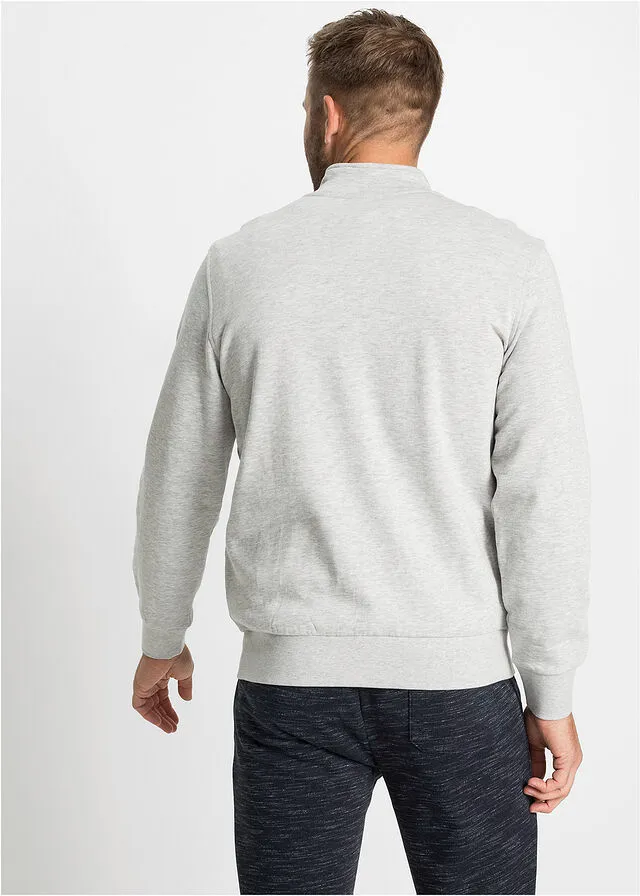 Sudadera con cuello troyer Gris claro jaspeado