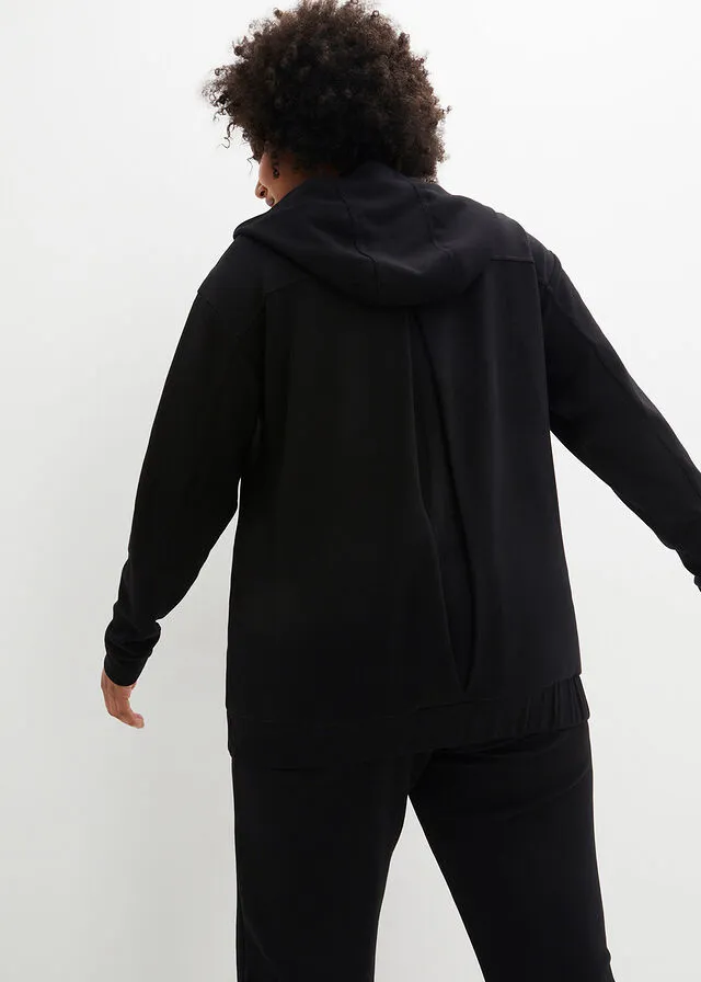 Sudadera suave con capucha y modal Negro