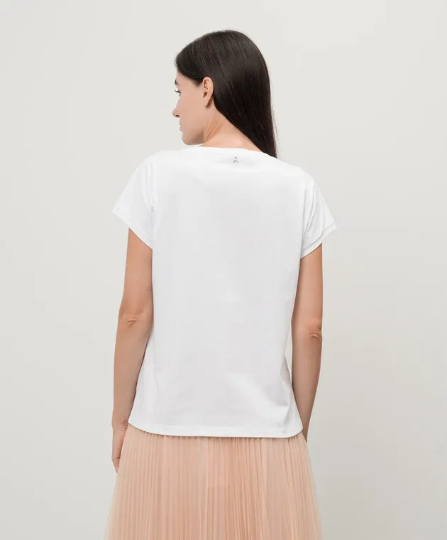 Twinset Actitude White t-shirt with embroidery and crystals