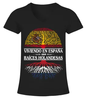 Viviendo en españa con raices holandesas Camiseta cuello pico Mujer