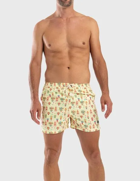 Williot Bañador Estampado Tribal amarillo para hombre