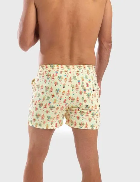 Williot Bañador Estampado Tribal amarillo para hombre