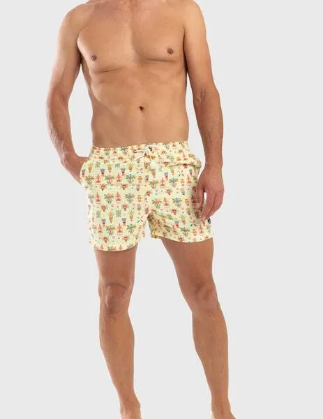 Williot Bañador Estampado Tribal amarillo para hombre