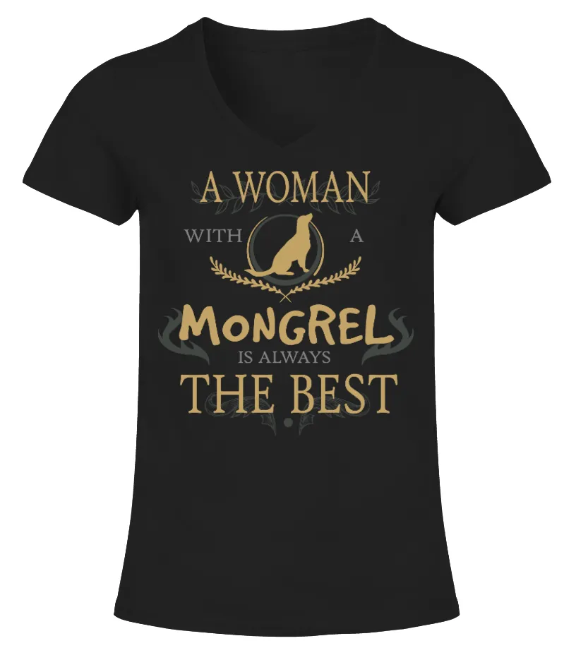 WOMAN with a MONGREL Camiseta cuello pico Mujer