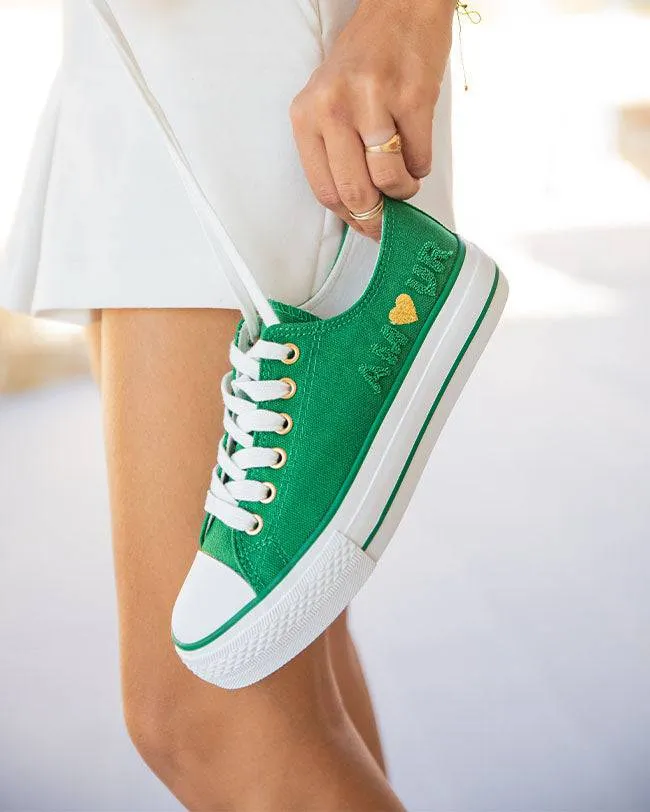 Zapatillas de mujer en tela verde - Nour