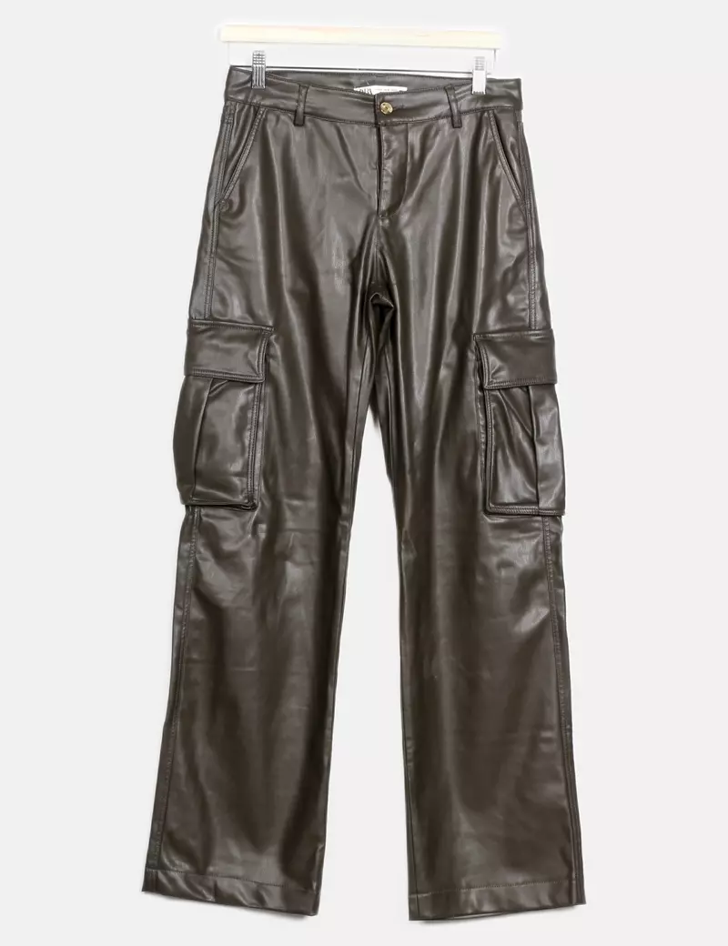 Zara Pantalones cargo Anchos Polipiel