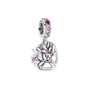 Árbol Familiar colgante de plata de ley con cuento de hadas de  Zirconia cúbica rosa, zafiro rosa sintético y rubí sintético